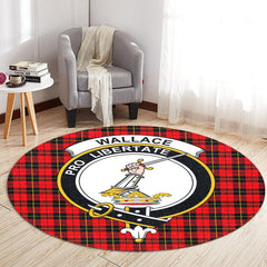 Wallace Hunting Red Tartan Crest Round Rug