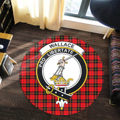 Wallace Hunting Red Tartan Crest Round Rug