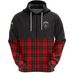 Wallace Weathered Clan Half Of Tartan Zipper Hoodie