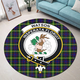 Watson Modern Tartan Crest Round Rug