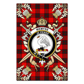 Wemyss Modern Tartan Crest Black Garden Flag - Gold Thistle Style