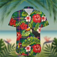 Young Tartan Hawaiian Shirt Hibiscus, Coconut, Parrot, Pineapple - Tropical Garden Shirt