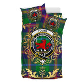 Young Modern Tartan Crest Bedding Set - Golden Thistle Style