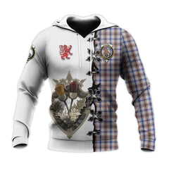 Boswell Tartan Hoodie - Lion Rampant And Celtic Thistle Style