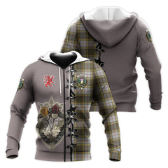 Buchanan Dress Tartan Hoodie - Lion Rampant And Celtic Thistle Style