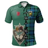 Campbell Ancient 01 Tartan Polo Shirt - Lion Rampant And Celtic Thistle Style