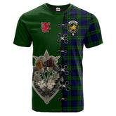 Campbell Modern Tartan T-shirt - Lion Rampant And Celtic Thistle Style