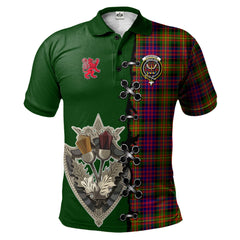 Carnegie Modern Tartan Polo Shirt - Lion Rampant And Celtic Thistle Style