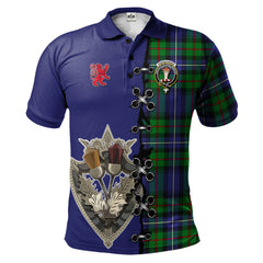 Donnachaidh Tartan Polo Shirt - Lion Rampant And Celtic Thistle Style