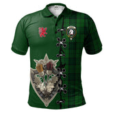 Dunbar Hunting Tartan Polo Shirt - Lion Rampant And Celtic Thistle Style