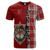 Erskine Red Tartan T-shirt - Lion Rampant And Celtic Thistle Style