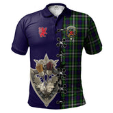 Farquharson Dress Tartan Polo Shirt - Lion Rampant And Celtic Thistle Style