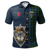 Fletcher of Dunans Tartan Polo Shirt - Lion Rampant And Celtic Thistle Style