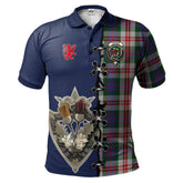 Fraser Red Dress Tartan Polo Shirt - Lion Rampant And Celtic Thistle Style