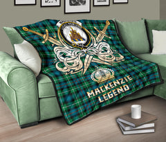 MacKenzie Ancient Tartan Crest Legend Gold Royal Premium Quilt SP