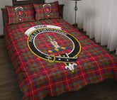 Shaw Red Modern Tartan Crest Quilt Bed Set