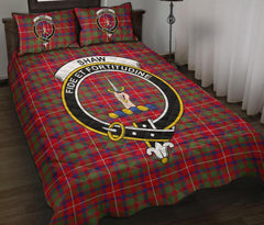 Shaw Red Modern Tartan Crest Quilt Bed Set