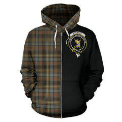 Stewart Hunting Weathered Tartan Crest Zipper Hoodie - Half Of Me Style