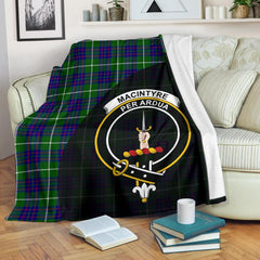 MacIntyre Hunting Modern Tartan Crest Blanket Wave Style