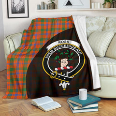 Ross Ancient Tartan Crest Blanket Wave Style