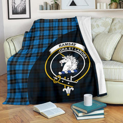 Ramsay Blue Ancient Tartan Crest Blanket Wave Style