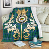 Douglas Ancient Tartan Crest Blanket - Gold Thistle Style
