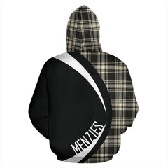 Menzies Black _ White Ancient Tartan Crest Hoodie - Circle Style