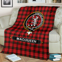 MacQueen Family Tartan Crest Blanket - 3 Sizes