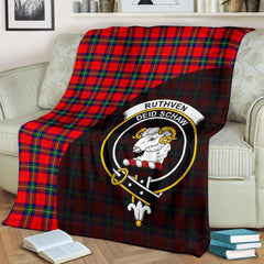 Ruthven Modern Tartan Crest Blanket Wave Style
