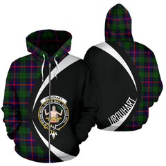 Urquhart Modern Tartan Crest Zipper Hoodie - Circle Style