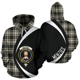 Menzies Black _ White Ancient Tartan Crest Hoodie - Circle Style