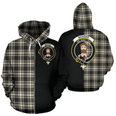 Menzies Black & White Ancient Tartan Crest Zipper Hoodie - Half Of Me Style