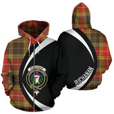 Buchanan Old Set Weathered Tartan Crest Zipper Hoodie - Circle Style