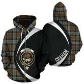 Graham of Menteith Weathered Tartan Crest Zipper Hoodie - Circle Style