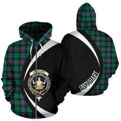 Urquhart Broad Red Ancient Tartan Crest Zipper Hoodie - Circle Style