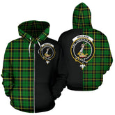 Wallace Hunting Green Tartan Crest Zipper Hoodie - Half Of Me Style