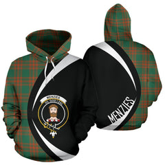 Menzies Green Ancient Tartan Crest Hoodie - Circle Style