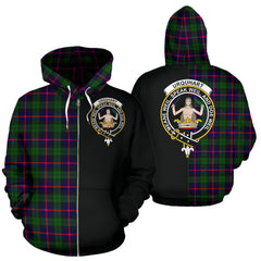 Urquhart Modern Tartan Crest Zipper Hoodie - Half Of Me Style