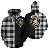 MacFarlane Black & White Tartan Crest Zipper Hoodie - Half Of Me Style