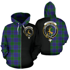 Strachan Tartan Crest Zipper Hoodie - Half Of Me Style