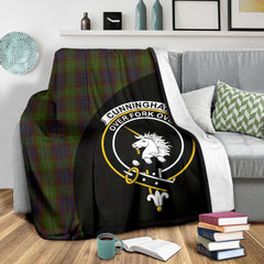 Cunningham Hunting Modern Tartan Crest Blanket Wave Style