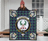 Stevenson Tartan Crest Premium Quilt - Gold Thistle Style SP