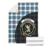Stewart Muted Blue Tartan Crest Blanket - 3 Sizes