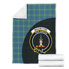 MacIntyre Hunting Ancient Tartan Crest Blanket Wave Style