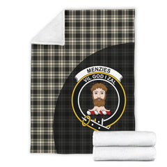Menzies Black & White Ancient Tartan Crest Blanket Wave Style