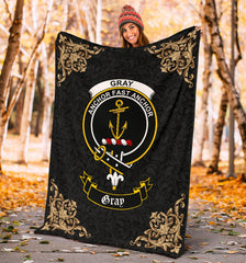 Gray Crest Tartan Premium Blanket Black - SP