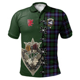 Galbraith Modern Tartan Polo Shirt - Lion Rampant And Celtic Thistle Style