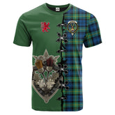 Gordon Ancient Tartan T-shirt - Lion Rampant And Celtic Thistle Style