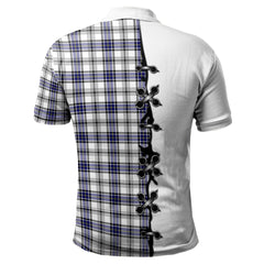 Hannay Modern Tartan Polo Shirt - Lion Rampant And Celtic Thistle Style