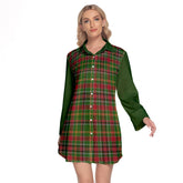 Hunter Wilsons Tartan Women's Lapel Shirt Dress With Long Sleeve